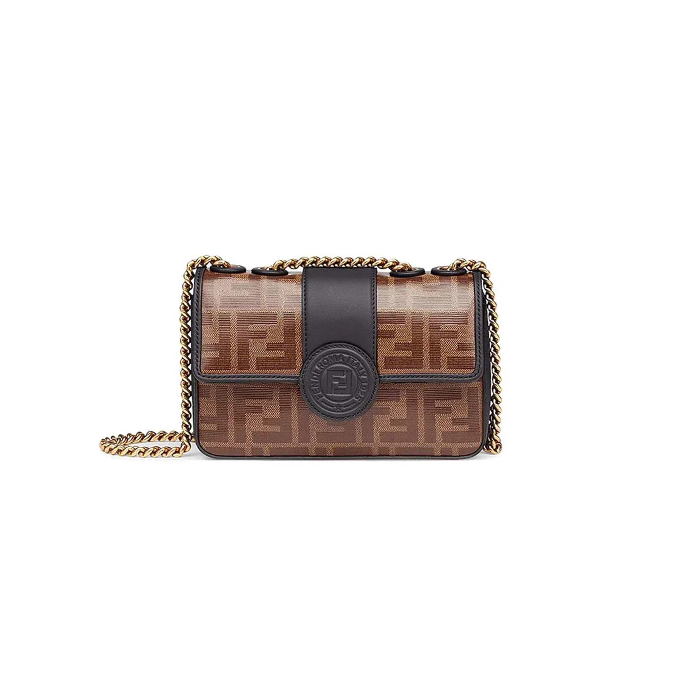 FENDI 1974 DOUBLE F MINI GLAZED BAG 8BS016A5K4F14RT (19*13*4cm)